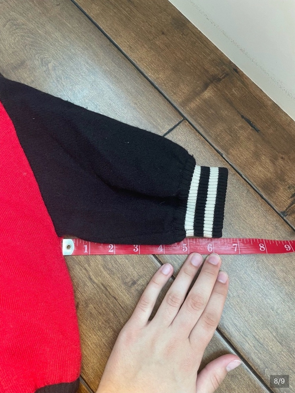 Moschino Red and Black Cropped Varsity Jacket with Gold Zip Size 6 - Picture 8 of 9